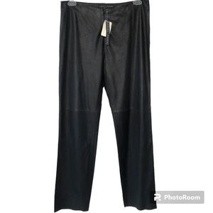 NEW Yansi Fugel Leather Pants Black High Waisted Straight Leg Women’s